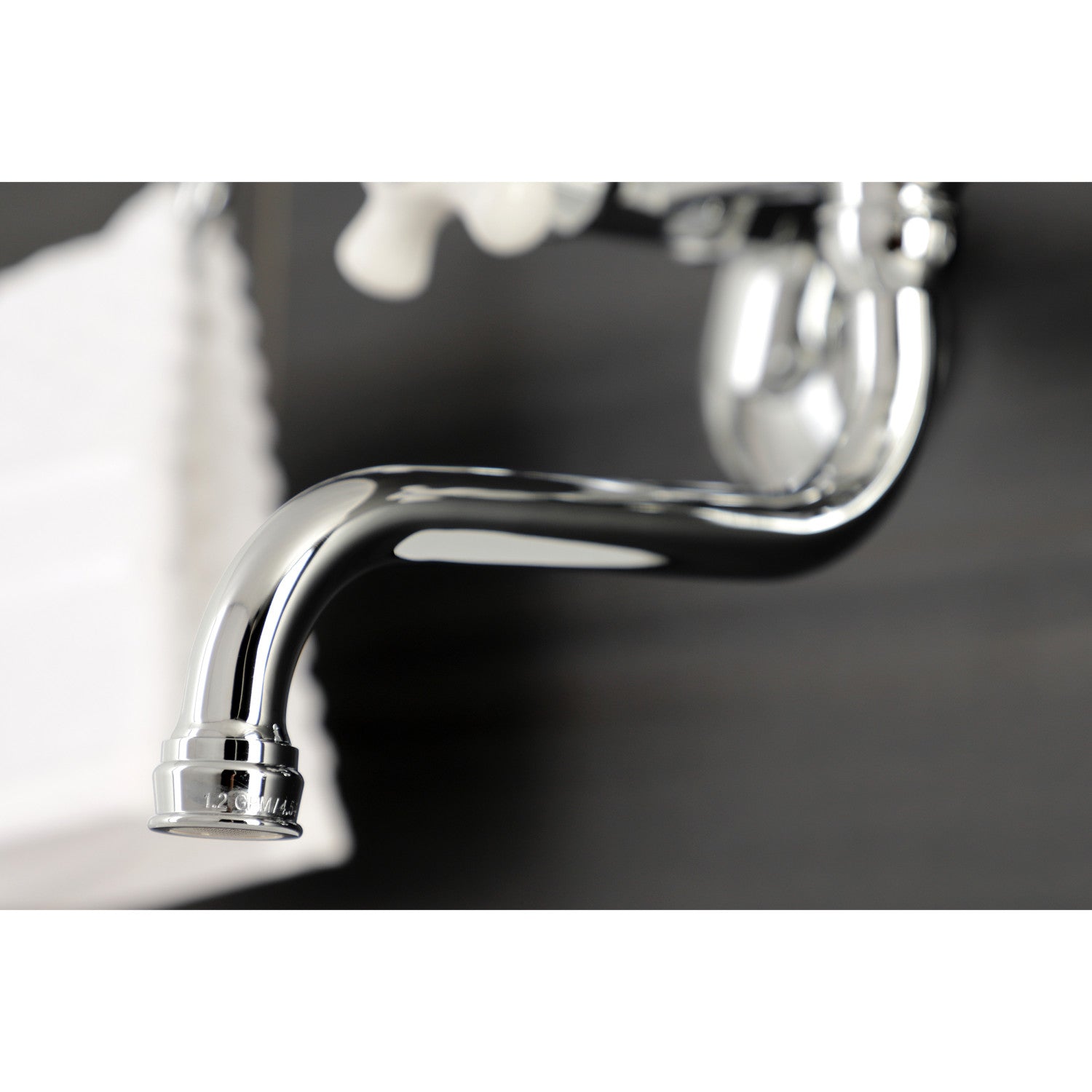 Kingston Heirloom KS616C - Kingston Double-Handle 2-Hole Wall Mount Bathroom Faucet, Polished Chrome — thumbnail 3